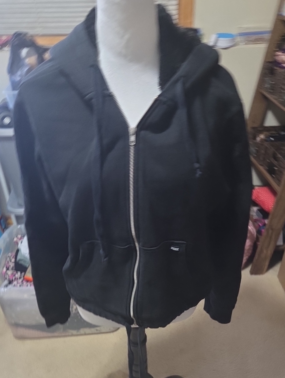 Victoria Secret Black Zip-Up Hooded Jacket - Women's Casual Hoodie